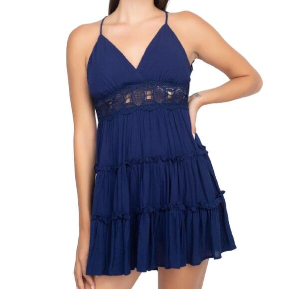 IRIS Dress, M, Lace Cutout Waist/Back straps, Mini/Short, Padded, Navy Blue - Picture 14 of 14